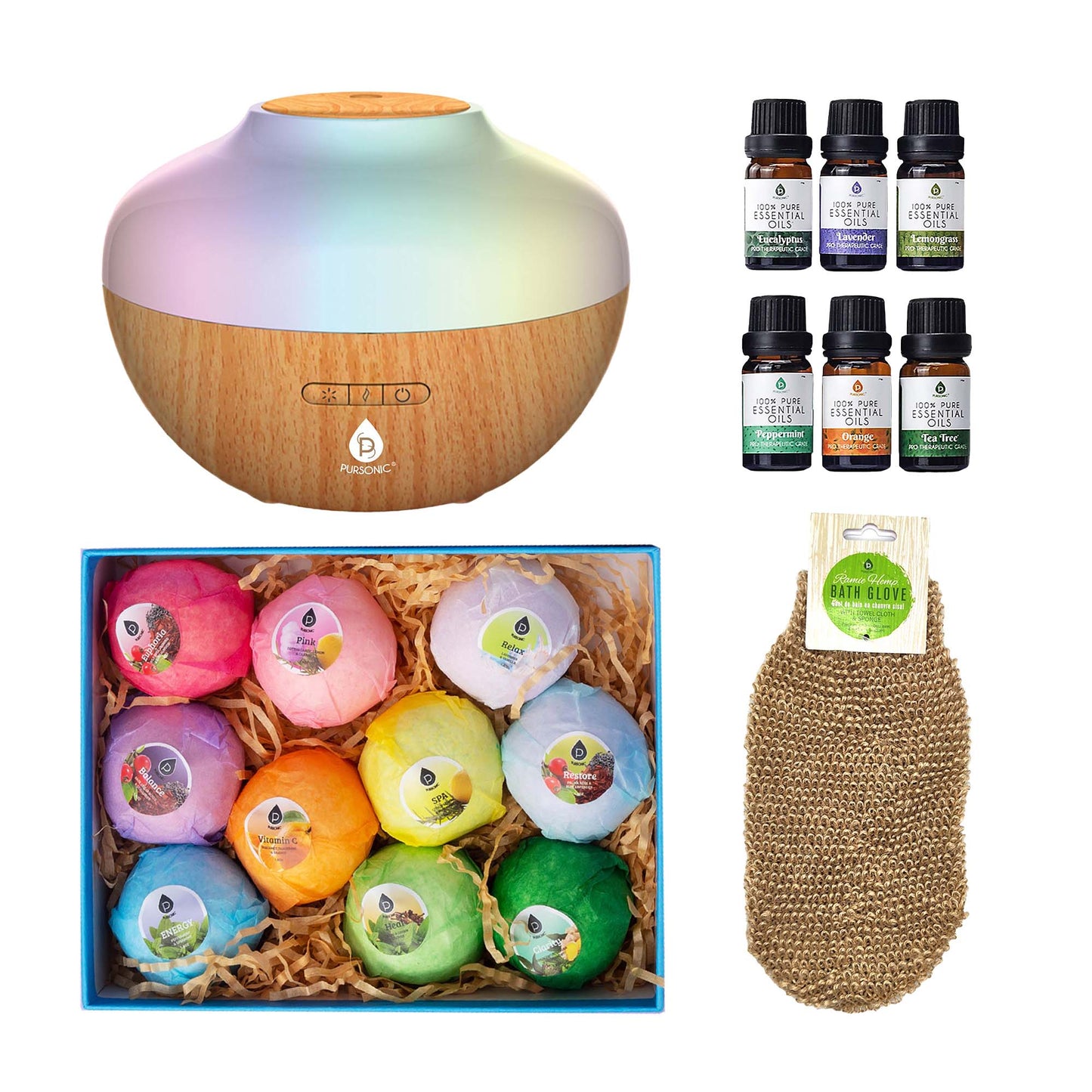 Pursonic Bath & Aromatherapy Bundle – Essential Oils, Bath Bombs & More!
