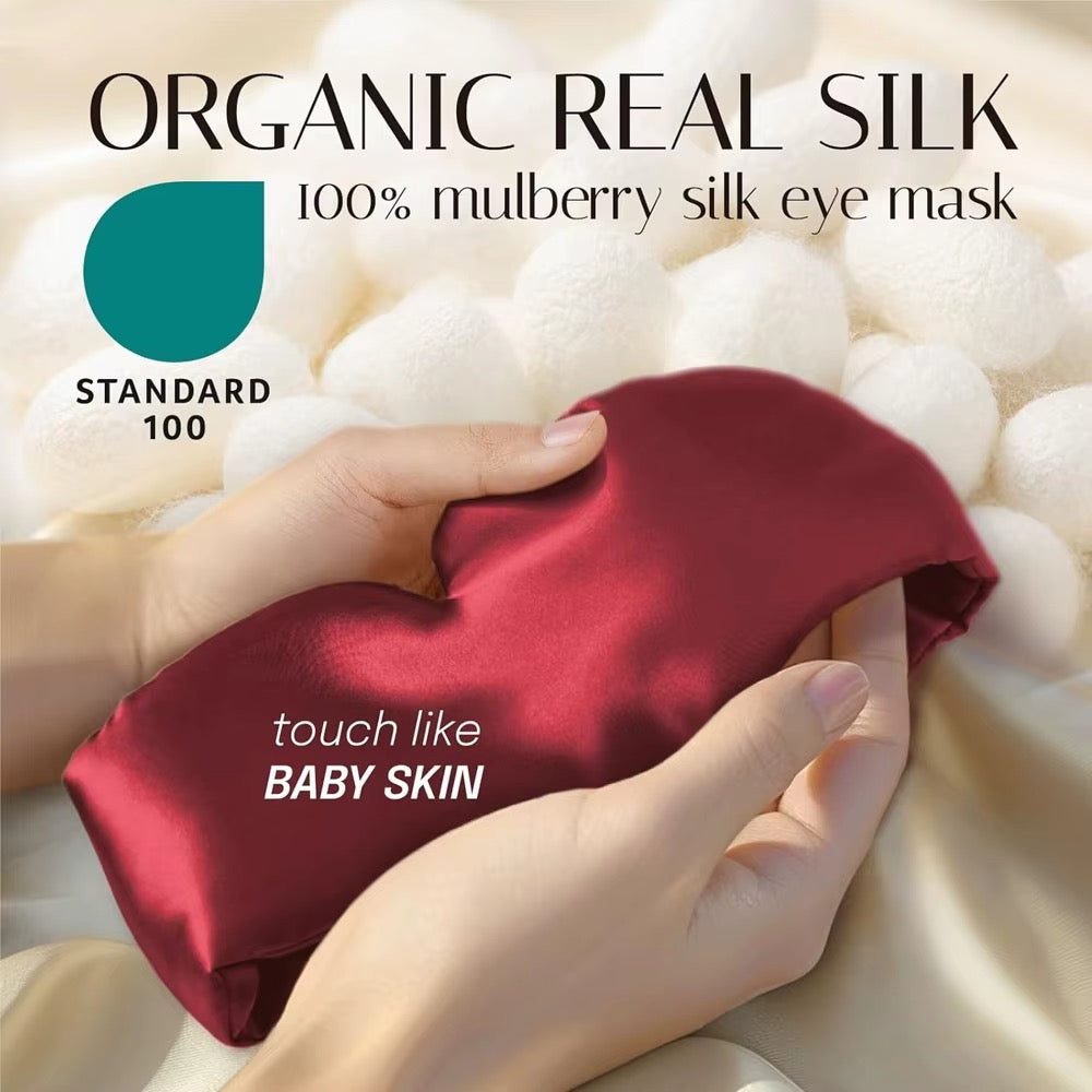 Silk Sleep Mask – 100% Mulberry Silk, Soft & Pressure-Free with Adjustable Fit